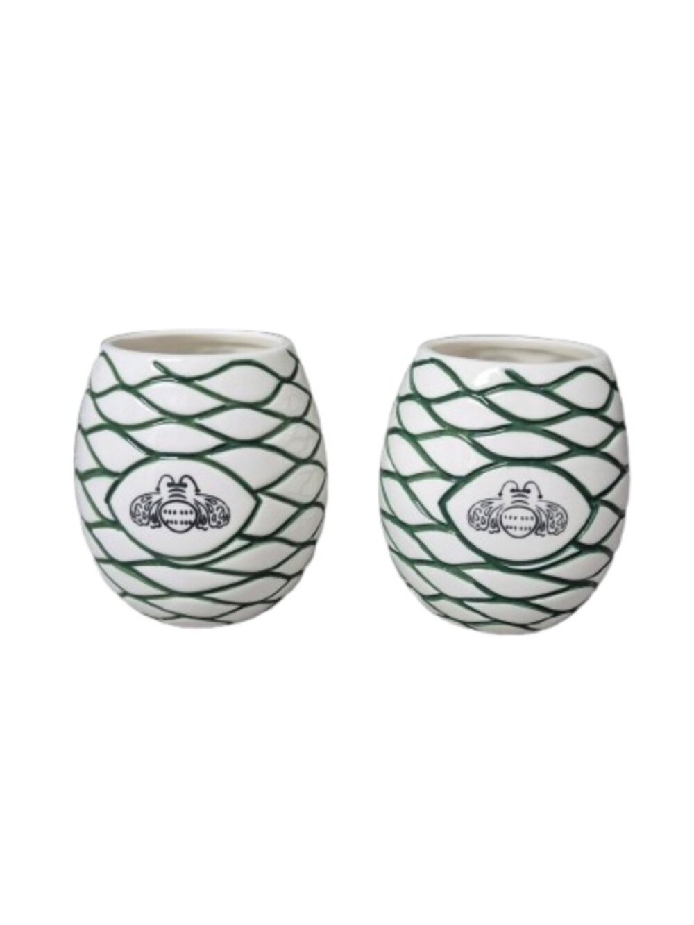Patron Tequila Limited Edition Agave Tiki Pina Ceramic Cups Glasses Set of 2